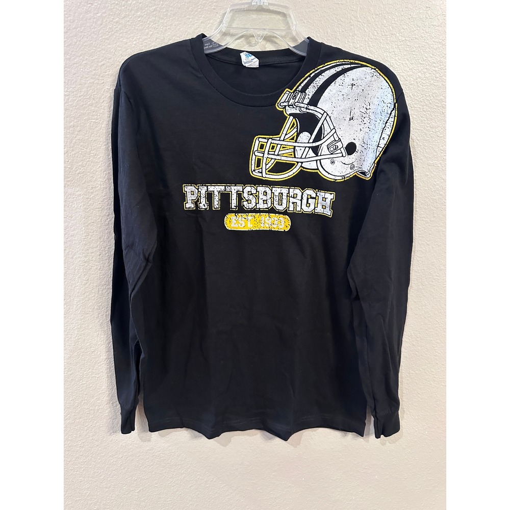 Pittsburgh Steelers Long Sleeve T-Shirt Football‎ Helmet Graphic Black M